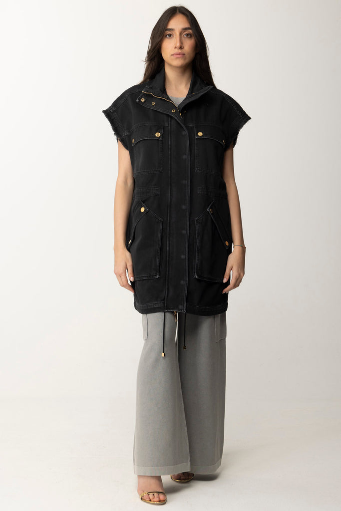 Elisabetta Franchi Gilet In Denim Utility LJ01N42E2 NERO