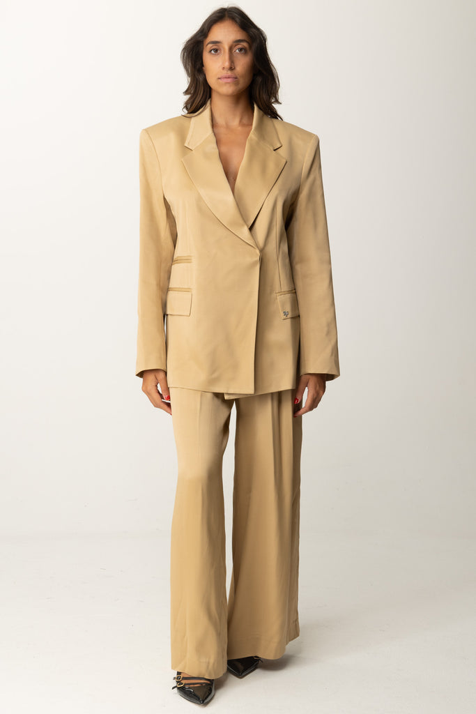 Giacca Oversize In Raso Jodie 181378 GOLD Pantaloni Wide-leg In Raso Jodie 181377 GOLD Aniye bY