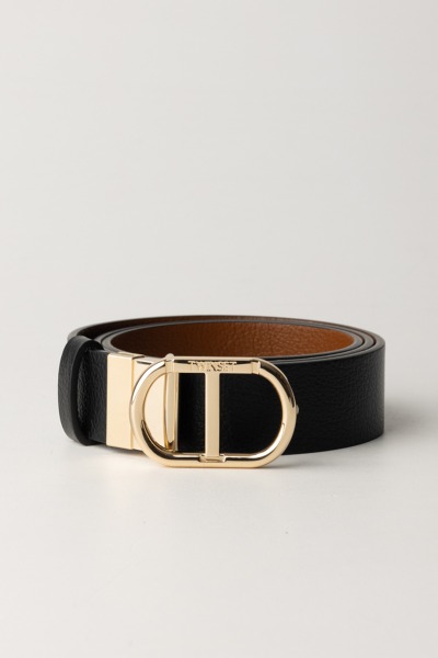 Twin-Set  Reversible thin belt with snap buckle 241TA4080 BIC.NERO/CUOIO