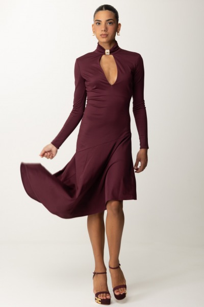 Elisabetta Franchi  Vestido midi asimétrico con joya AB72047E2 ROUGE NOIR