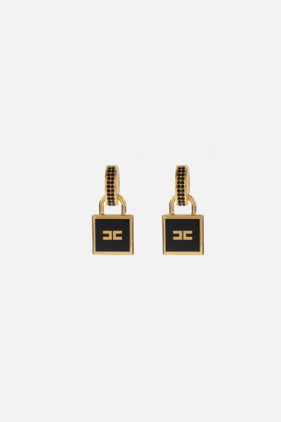 Elisabetta Franchi  Boucles d&#039;oreilles avec strass et cadenas OR27K46E2 ORO GIALLO/NERO