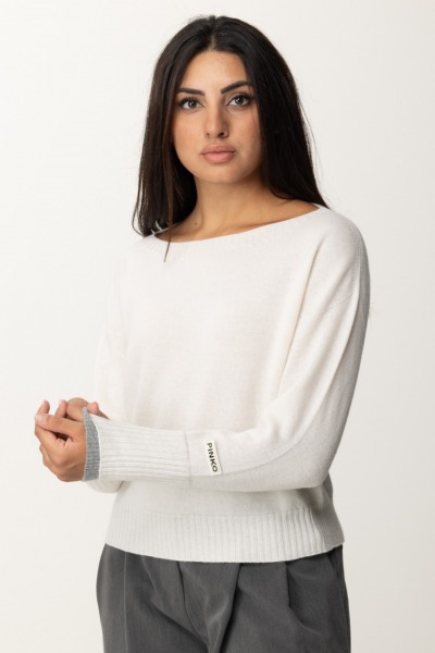 Pinko  Boat Neck Sweater with Logo Label 104467 A277 ZK1