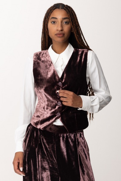 Manila Grace  Gilet aderente in velluto G279OU MALVA