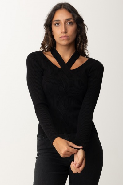 Twin-Set  Ribbed Sweater with Cut-Out 242LI3CDD NERO