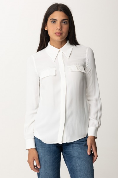 Elisabetta Franchi  Georgette Shirt with Embroidered Pockets CA08846E2 AVORIO