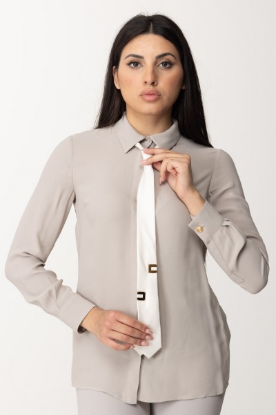 Elisabetta Franchi  Camisa georgette con corbata CA04041E2 PERLA