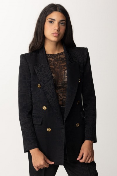 Elisabetta Franchi  Double-breasted jacket in jacquard crepe GI08146E2 NERO