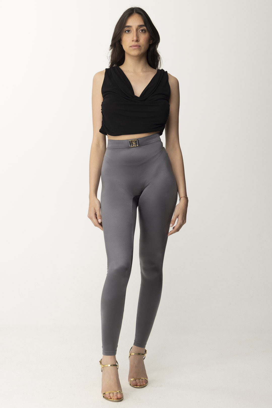 Vista previa: Elisabetta Franchi Leggings de licra con logo PIOMBO