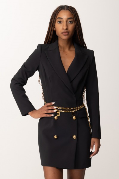 Elisabetta Franchi  Belted robe manteau dress AB65746E2 NERO