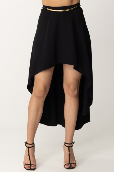 Elisabetta Franchi  Asymmetric crepe skirt with belt GO04842E2 NERO