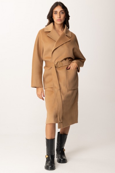 Elisabetta Franchi  Cappotto vestaglia in lana CP54D46E2 CAMEL