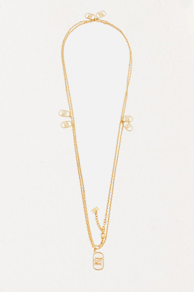 Elisabetta Franchi  Long necklace with logo charms CO01M42E2 ORO GIALLO