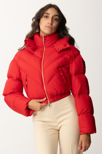 Elisabetta Franchi  Kurz geschnittene Daunenjacke aus Nylon PI73D46E2 RED PASSION