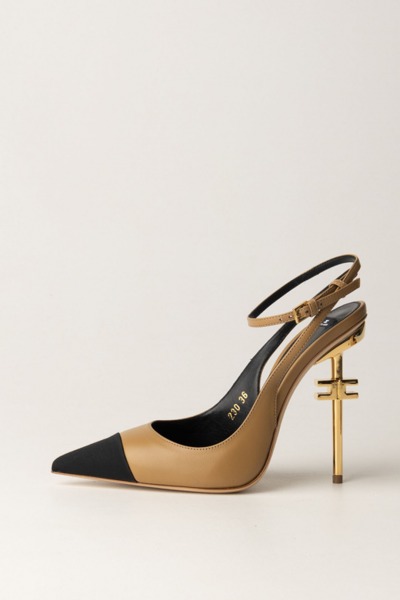 Elisabetta Franchi  Slingback in nappa SA25B46E2 CAMEL/NERO