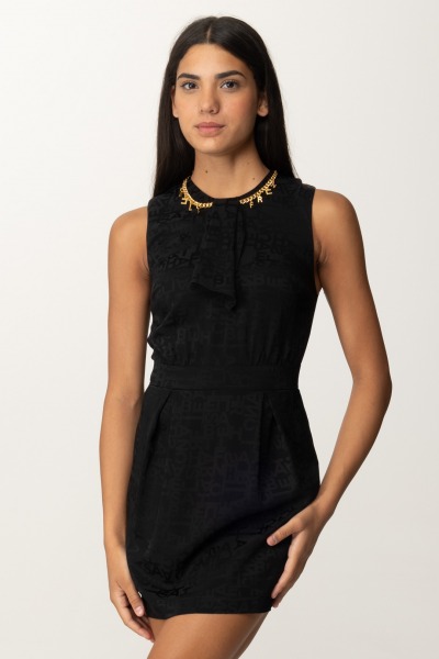 Elisabetta Franchi  Mini Crepe Dress with Charms AB60746E2 NERO