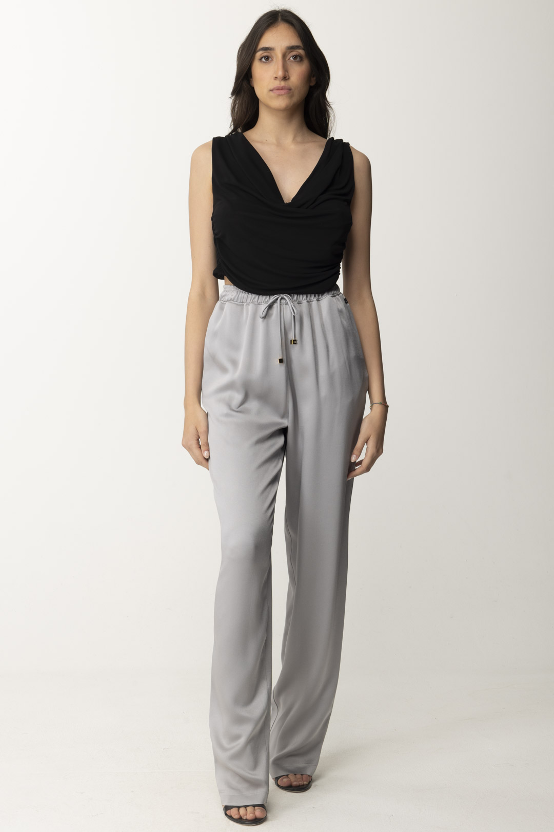 Preview: Elisabetta Franchi Crepe jogger trousers PIOMBO