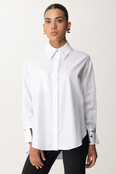 Elisabetta Franchi  Poplin Shirt with Logo Cuffs CAT6246E2 BIANCO