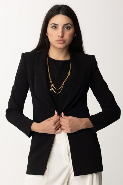 Elisabetta Franchi  Crepe jacket with hook fastening GI08841E2 NERO