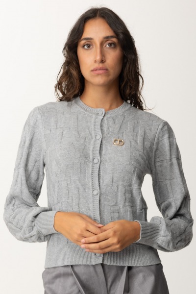 Twin-Set  Cardigan con lavorazione logo 242TP3602 WARM MELANGE GRAY