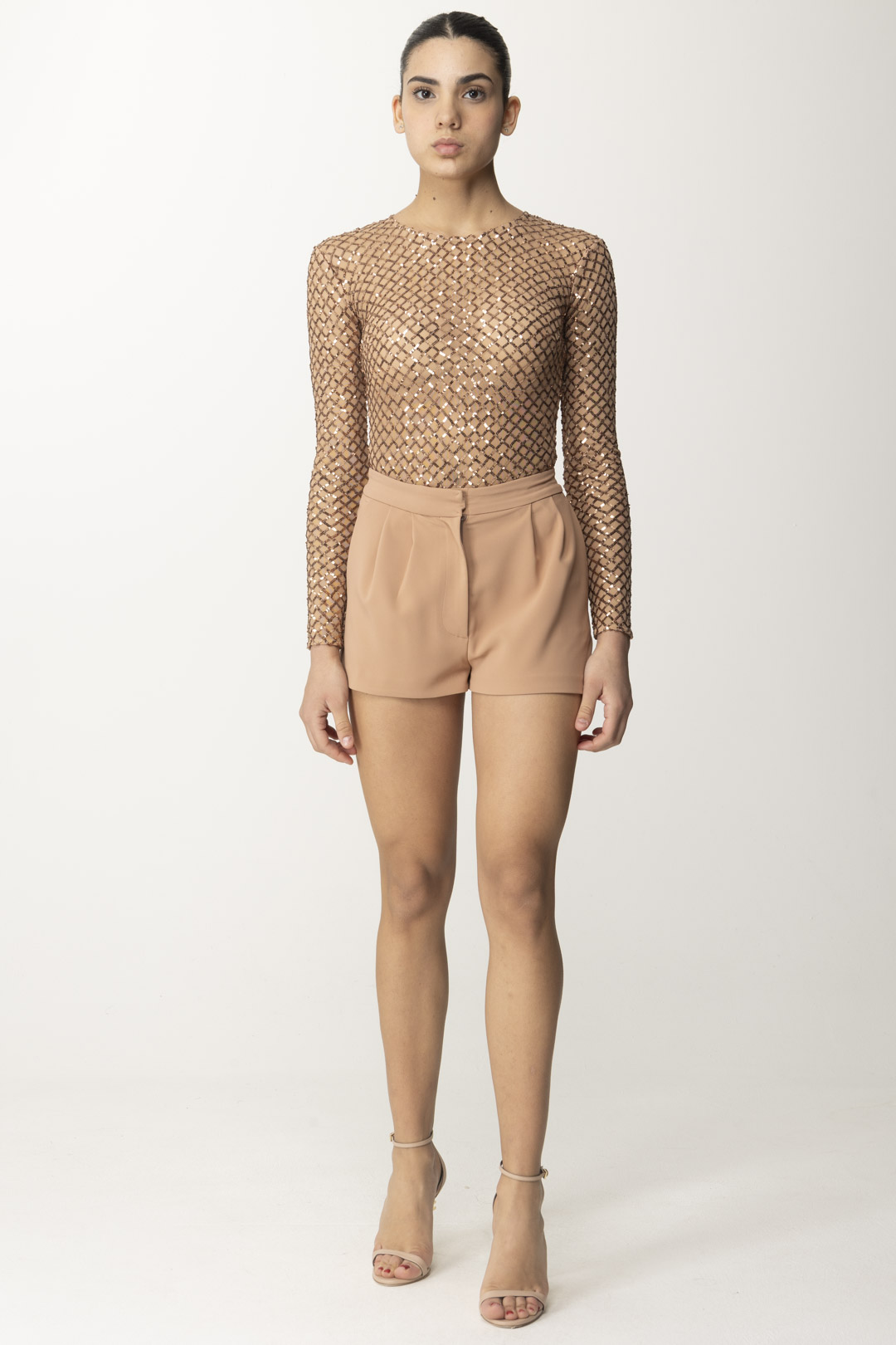 Preview: Elisabetta Franchi Sequin bodysuit Nudo