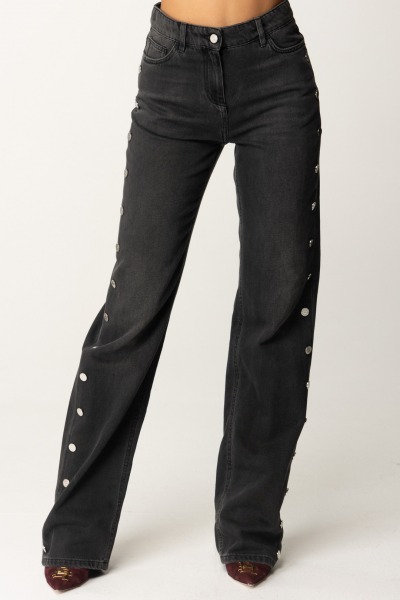 Elisabetta Franchi  Straight Jeans with Buttons PJ28N46E2 BLACK DENIM