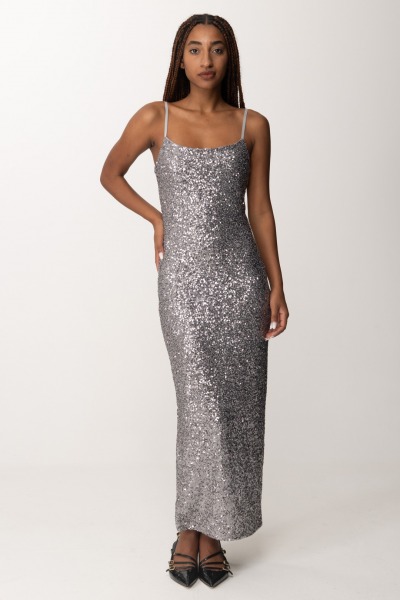 Manila Grace  Full-sequin slip dress A236PY METAL GRAY