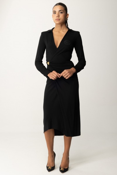 Elisabetta Franchi  Midi dress in jersey with side knot AB69647E2 NERO