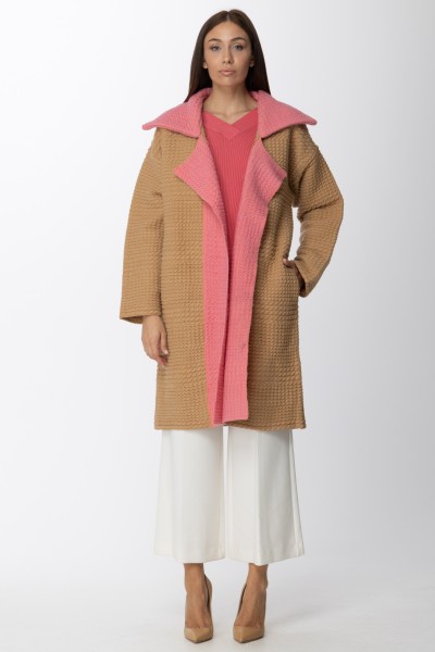 Simona Corsellini  Cloth coat with contrasting lapel A22CPCPZ01 Cammello/Pink