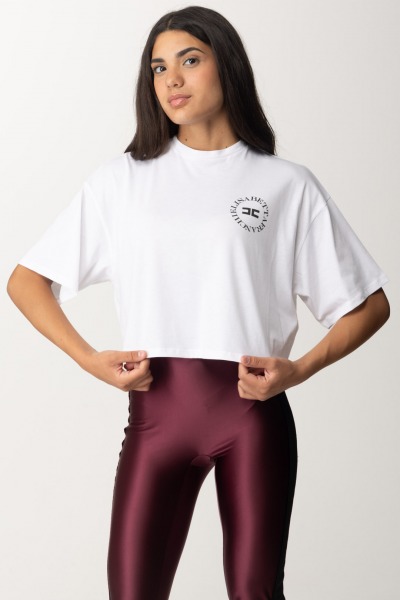 Elisabetta Franchi  Camiseta corta con logo estampado MA00646E2 GESSO