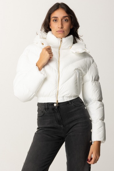 Elisabetta Franchi  Cropped Nylon Puffer Jacket PI73D46E2 AVORIO