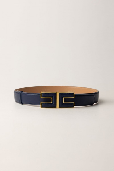 Elisabetta Franchi  Ceinture fine en simili cuir avec logo CT45S47E2 NAVY