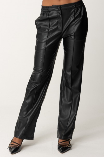 Twin-Set  Straight Leg Faux Leather Pants 242TP2201 NERO