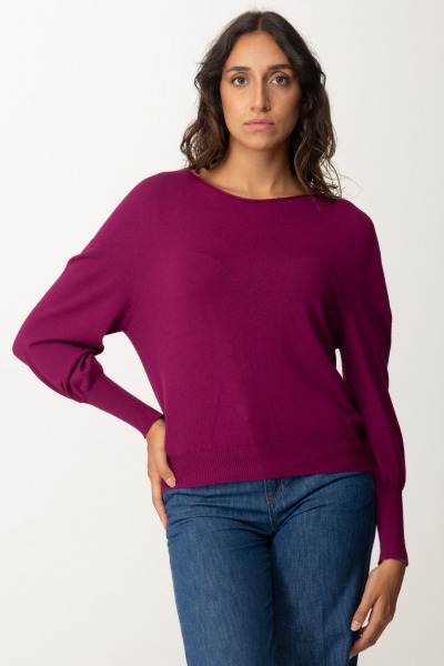 Twin-Set  Boxy Sweater with Boat Neck 242TP3500 RED PLUM