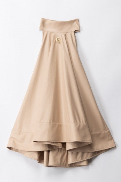 ELISABETTA FRANCHI BAMBINA  Ausgestelltes Kleid aus Öko-Leder EFAB5180PE009.0025 SAND