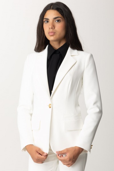 Elisabetta Franchi  Single-Breasted Crepe Stretch Jacket GI09446E2 AVORIO