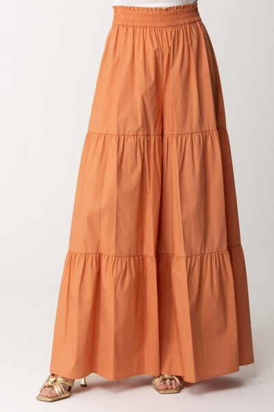 Twin-Set  Wide leg trousers with gathered flounces 241TT2067 CANYON SUNSET