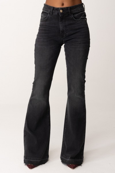 Manila Grace  Podstawowe jeansy z rozkloszowanymi nogawkami J010CU NERO WASH