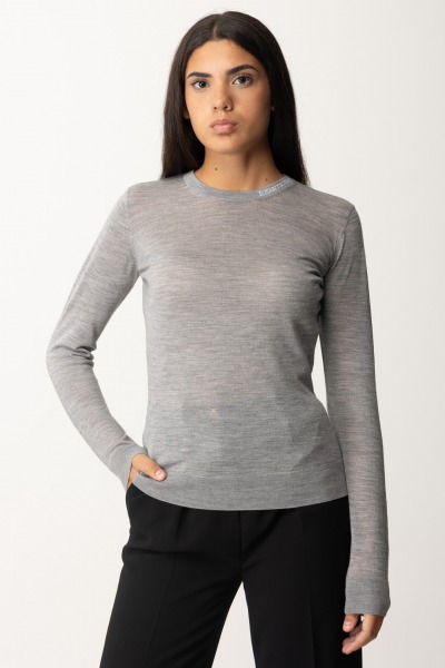 Elisabetta Franchi  Merino wool sweater with logo collar MK24S47E2 GRIGIO MELANGE