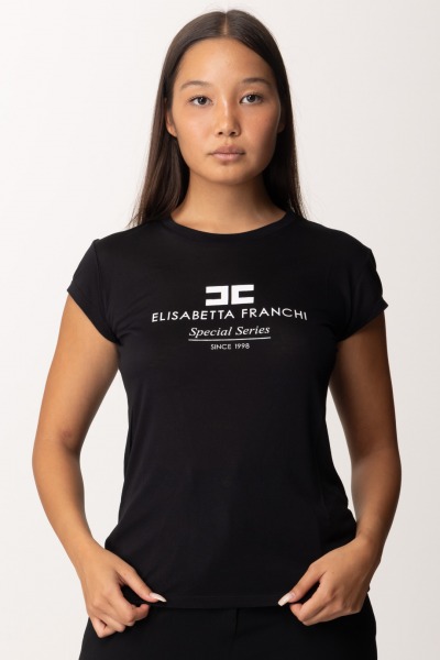 Elisabetta Franchi  T-shirt in jersey modal with logo print MA00746E2 NERO