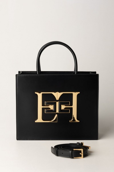 Elisabetta Franchi  Średnia torebka z logo BS05A46E2 NERO