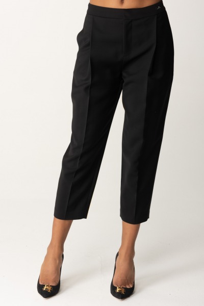 Elisabetta Franchi  Cropped trousers in cool wool with pleats PA05347E2 NERO