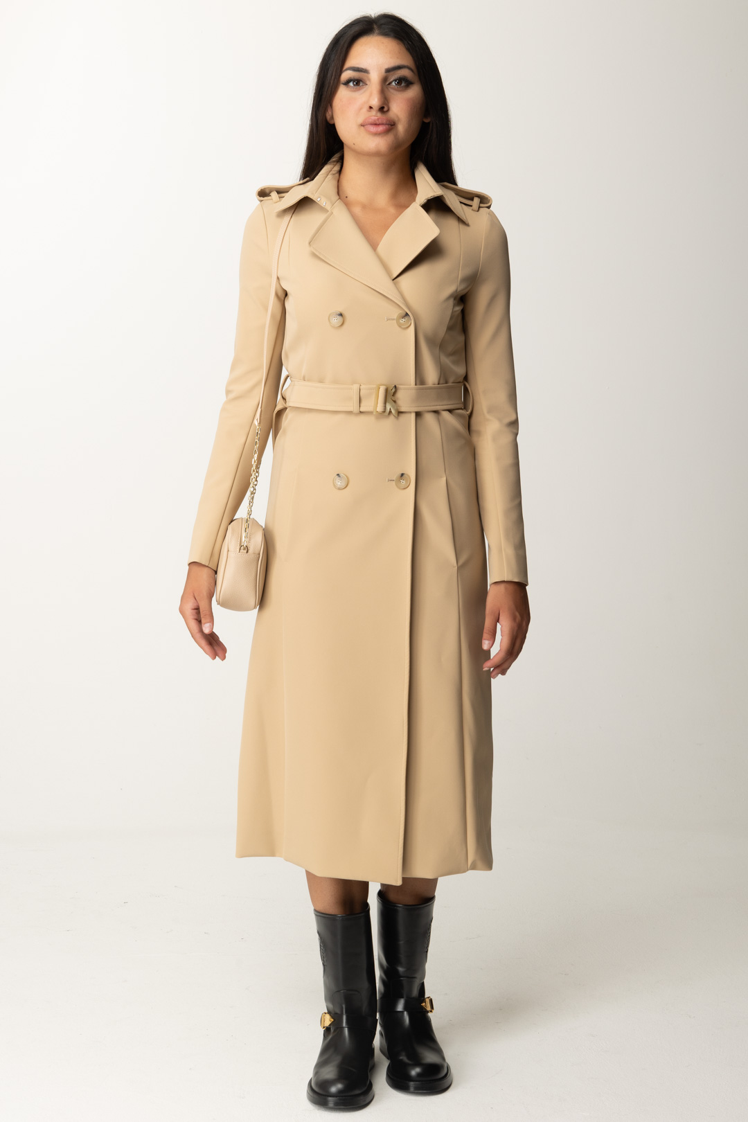 Preview: Patrizia Pepe Trench with nylon belt Triking Beige