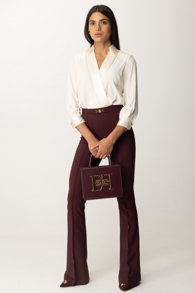 Elisabetta Franchi  Chándal con camisa y pantalón de campana TU00546E2 BURRO/ROUGE NOIR