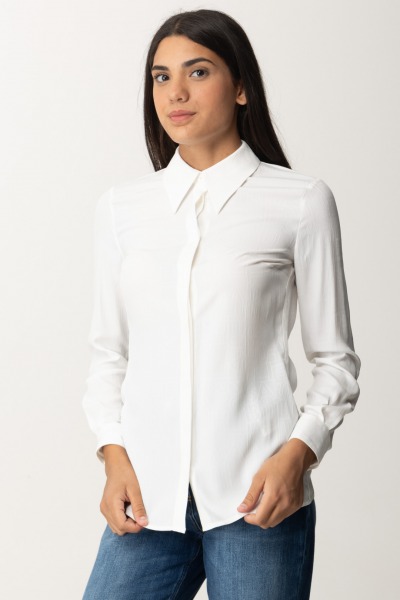 Elisabetta Franchi  Georgette-Shirt mit Schriftzug-Print CA08446E2 AVORIO