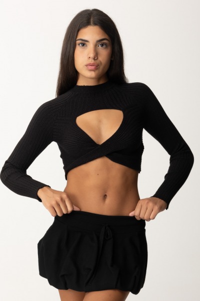 Gaelle Paris  Braided top with cut-out GAABW03476 NERO