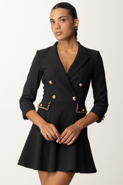 Elisabetta Franchi  Robe manteau dress with groumette chain ABT1846E2 NERO