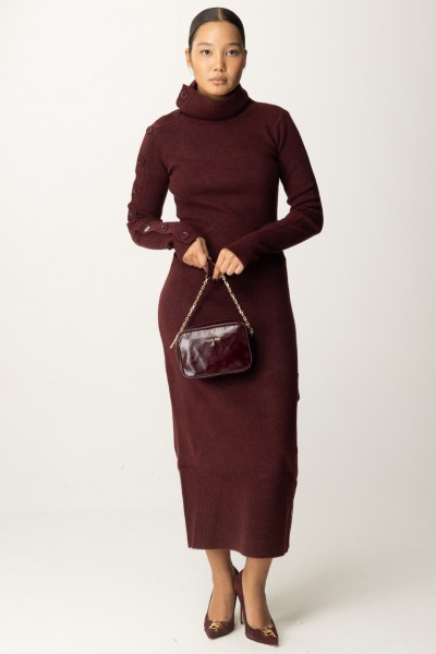 Patrizia Pepe  Turtleneck Long Dress 2A2837 K228 PLUM ELIXIR MELANG