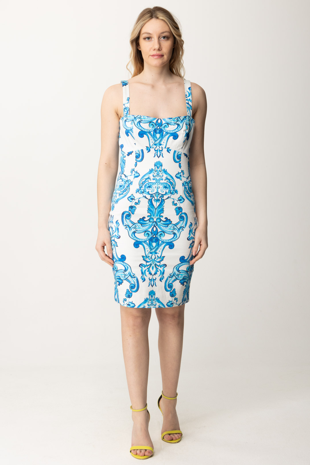 Vista previa: Guess Vestido mini estampado con escote cuadrado BLUE NOTE