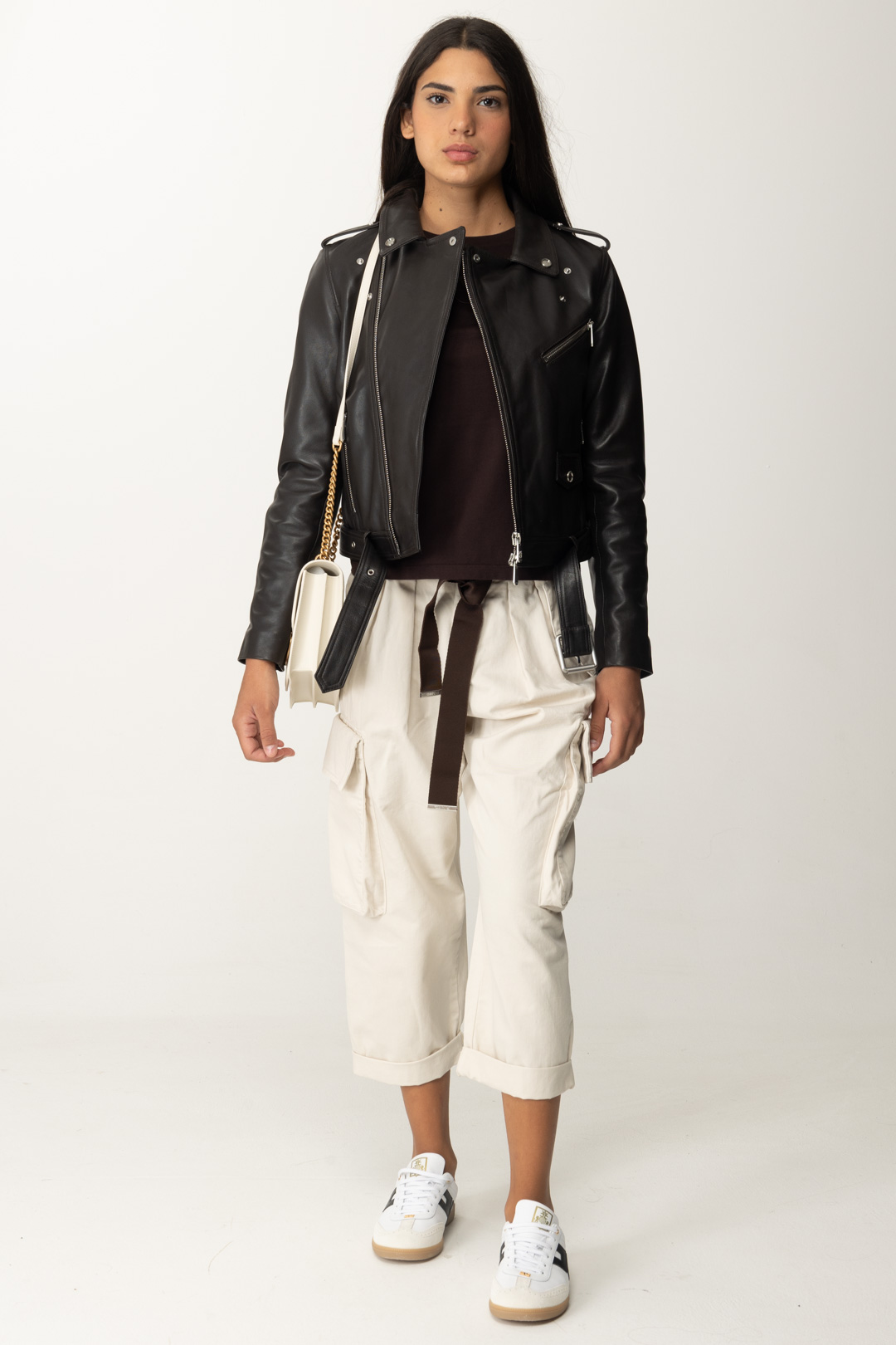 Vista previa: Pinko pantalones cargo oversize BIANCO LATTE