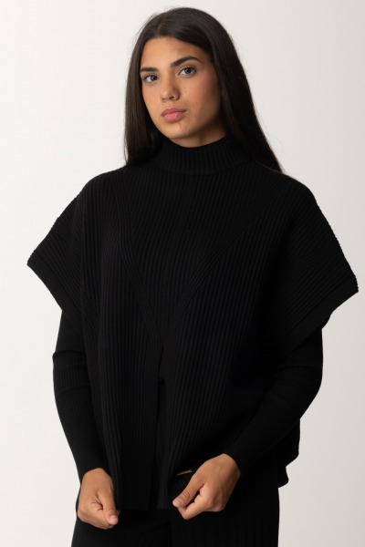 Twin-Set  Poncho Sweater with Slits 242LI3CEE NERO